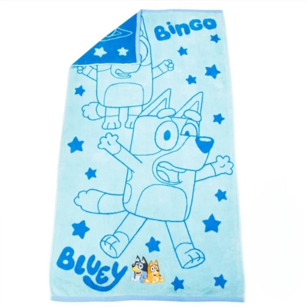 Bluey Bingo 100% Cotton Embroidered Beach Towel 63x34 inch Blue